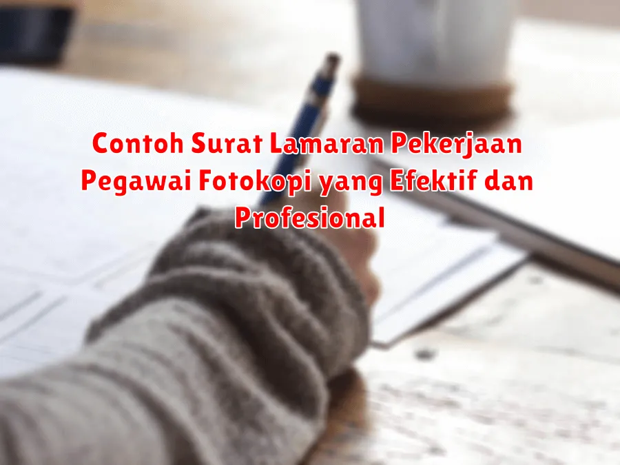 Contoh Surat Lamaran Pekerjaan Pegawai Fotokopi yang Efektif dan Profesional