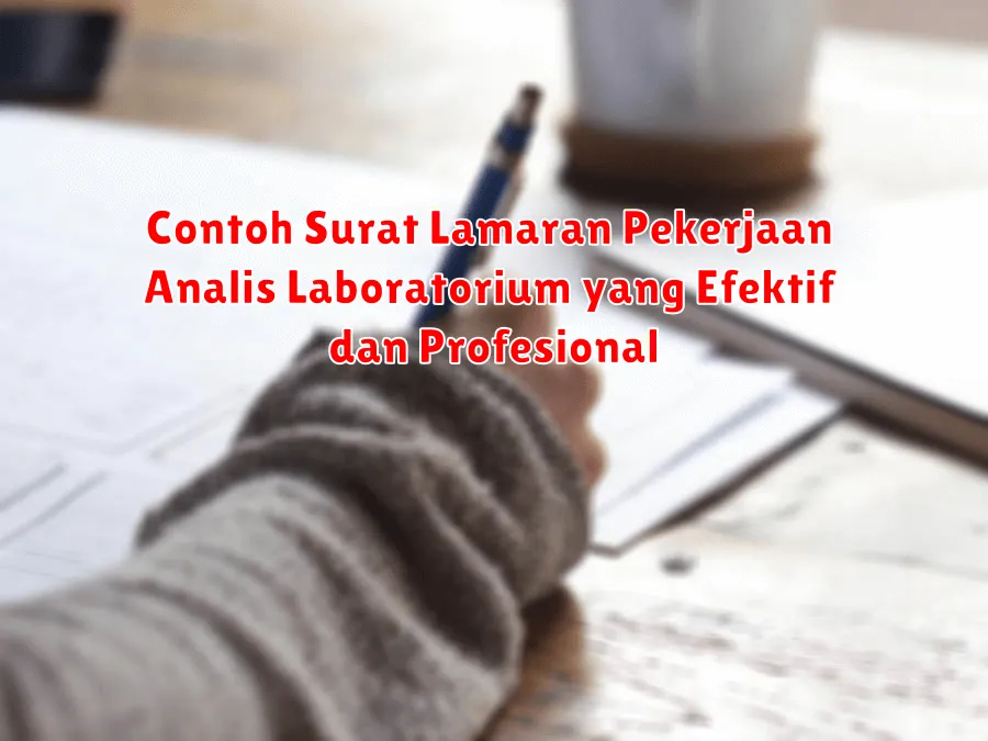 Contoh Surat Lamaran Pekerjaan Analis Laboratorium yang Efektif dan Profesional