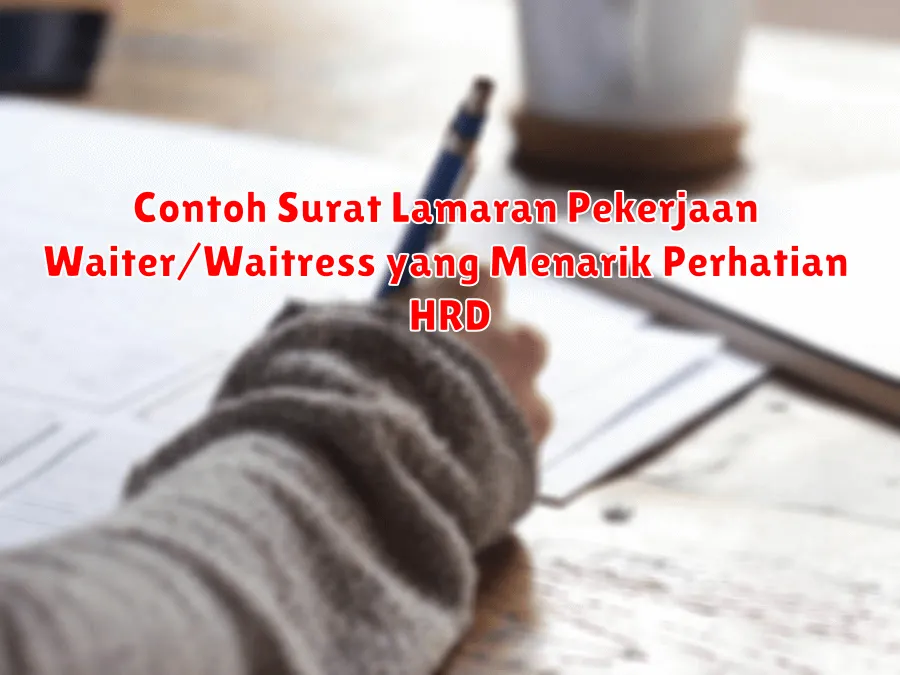Contoh Surat Lamaran Pekerjaan Waiter/Waitress yang Menarik Perhatian HRD